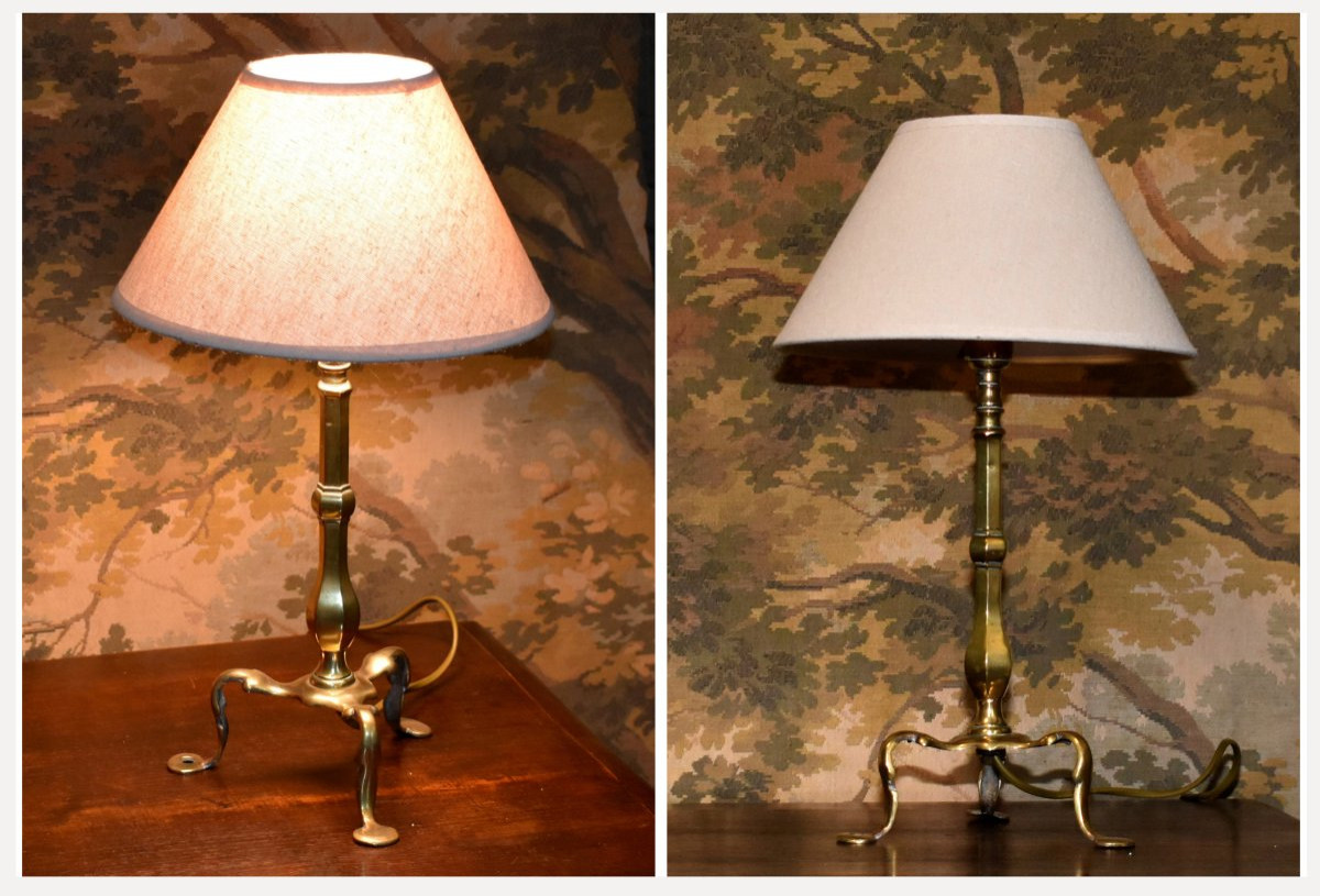 Pied De Lampe En Bronze , Fût Balustre, Piètement Tripode ,  style Renaissance  - Louis XIII-photo-4