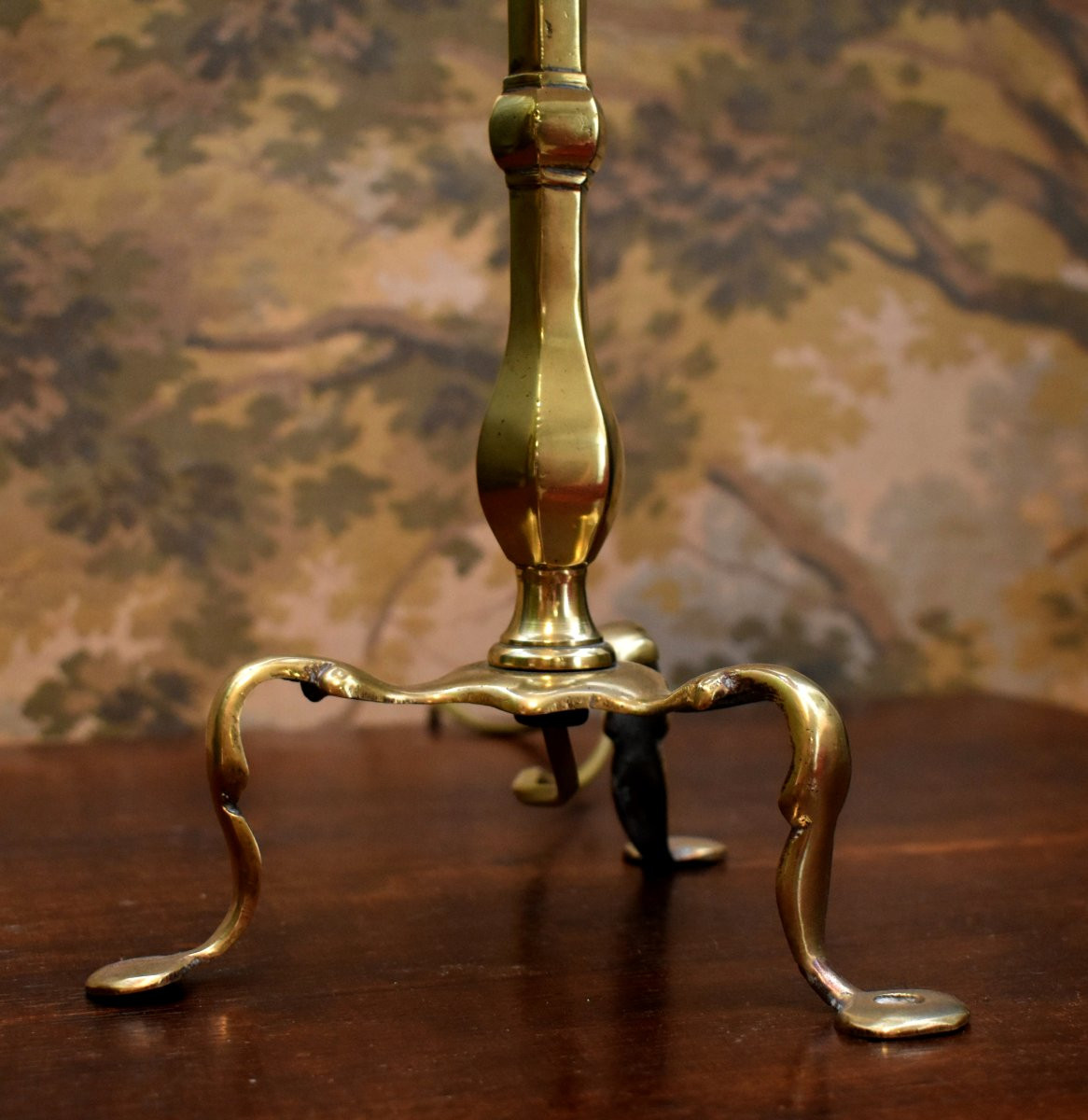 Pied De Lampe En Bronze , Fût Balustre, Piètement Tripode ,  style Renaissance  - Louis XIII-photo-3