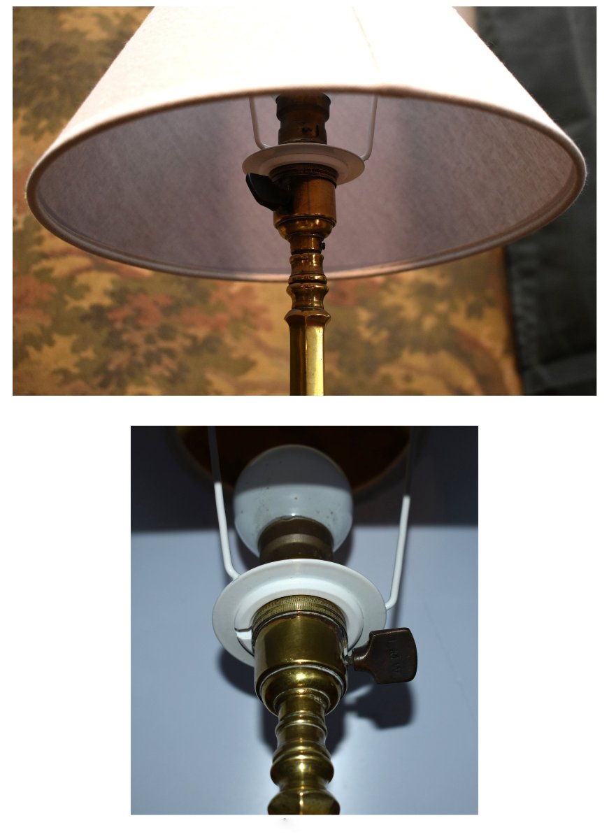 Pied De Lampe En Bronze , Fût Balustre, Piètement Tripode ,  style Renaissance  - Louis XIII-photo-5