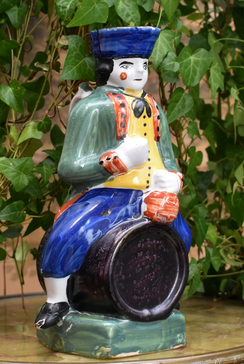 Pichet Anthropomorphe , Pot Jacquot , Homme Assis Sur Un Tonneau , Rodingote Et Tricorne, XIXe-photo-2