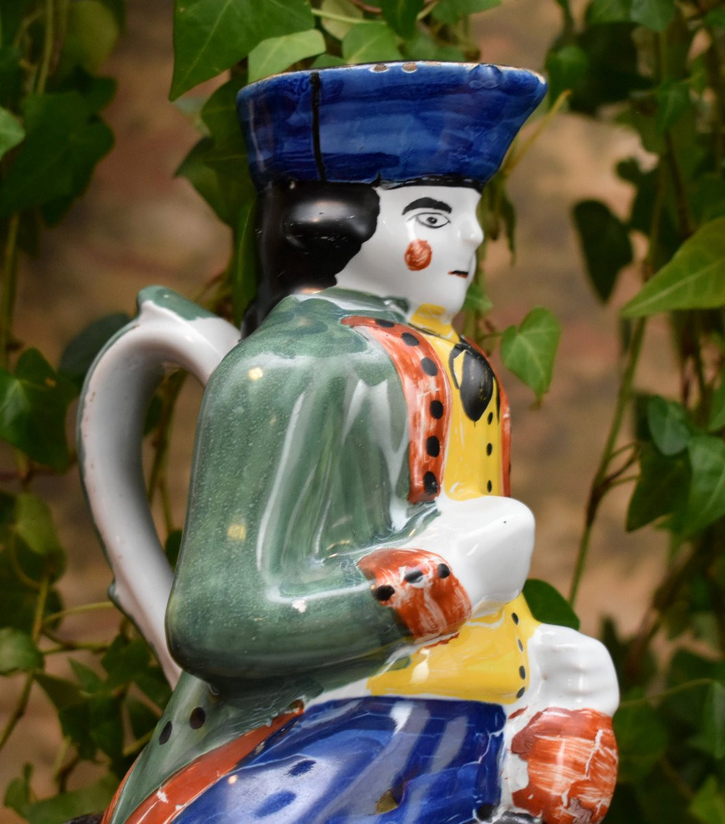 Pichet Anthropomorphe , Pot Jacquot , Homme Assis Sur Un Tonneau , Rodingote Et Tricorne, XIXe-photo-4