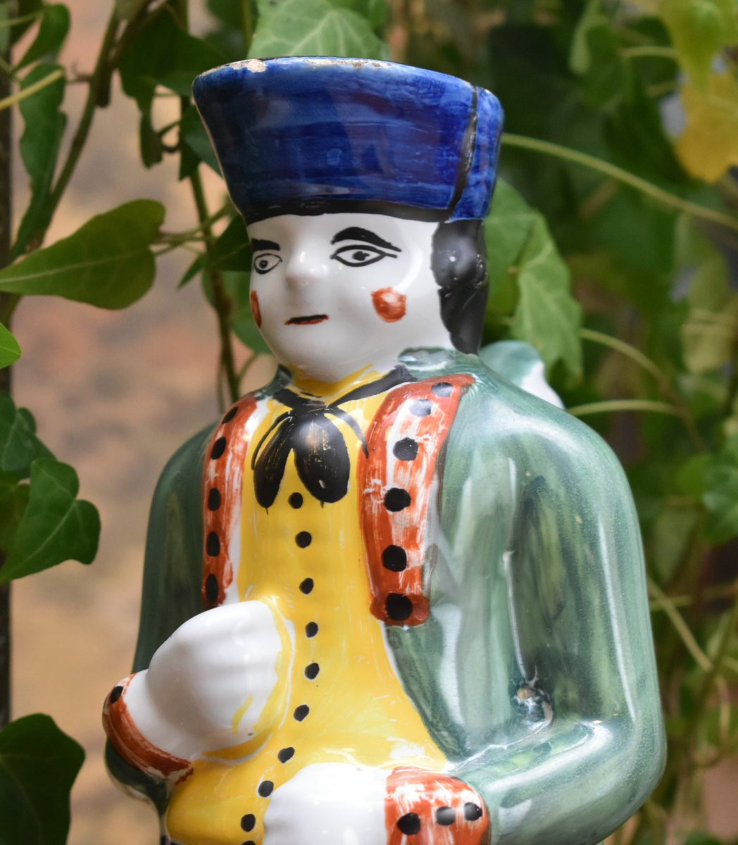 Pichet Anthropomorphe , Pot Jacquot , Homme Assis Sur Un Tonneau , Rodingote Et Tricorne, XIXe-photo-2