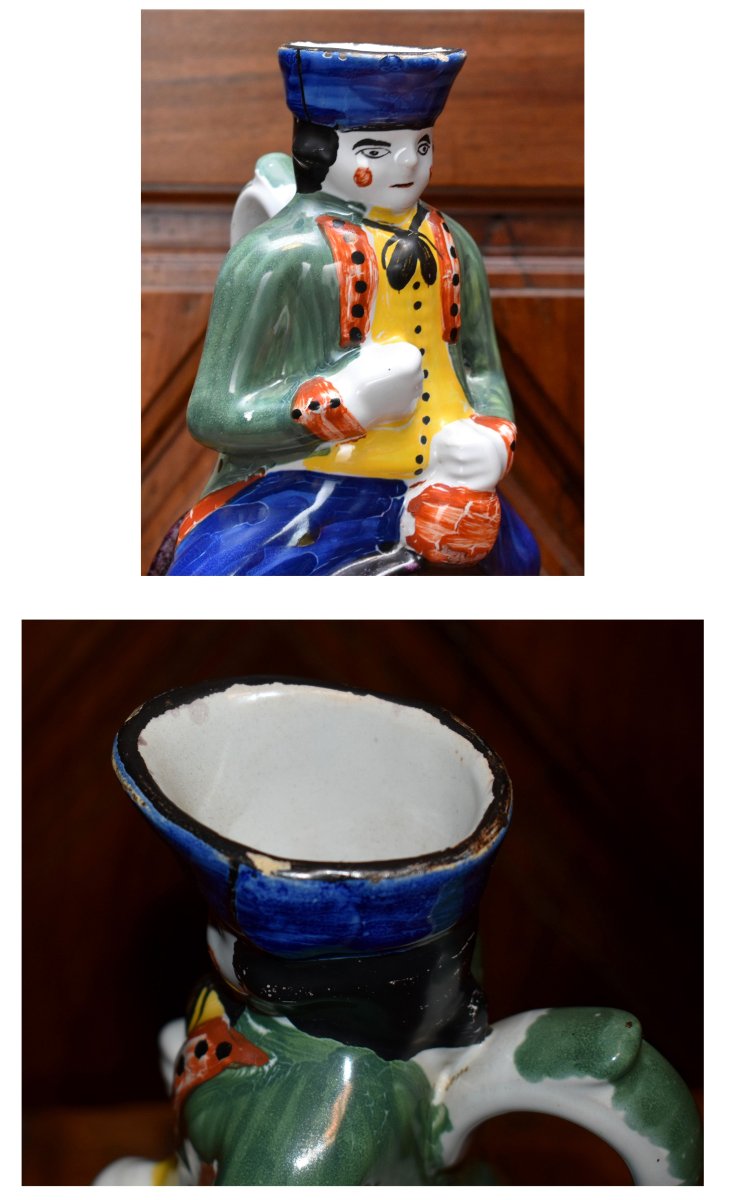 Pichet Anthropomorphe , Pot Jacquot , Homme Assis Sur Un Tonneau , Rodingote Et Tricorne, XIXe-photo-7