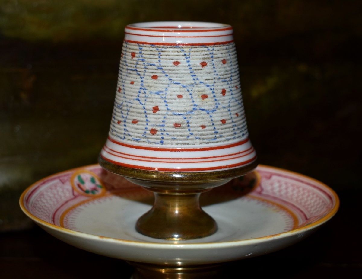 Pyrogen Mounted On Porcelain Dish And Brass Base, Bar Ashtray And Match Holder.-photo-4