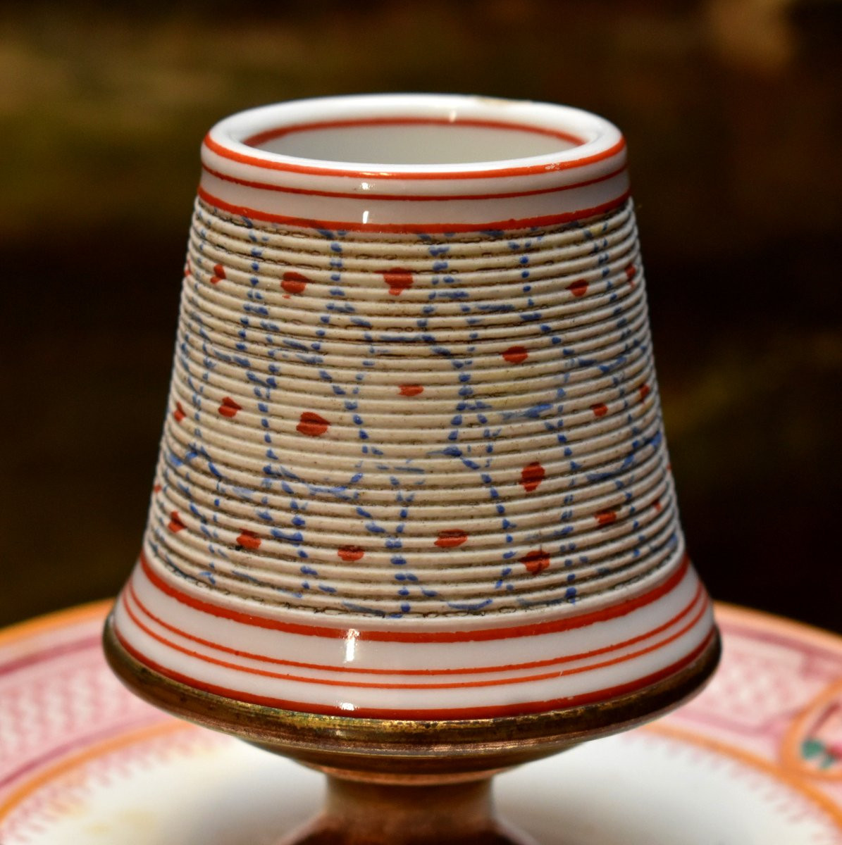 Pyrogen Mounted On Porcelain Dish And Brass Base, Bar Ashtray And Match Holder.-photo-5