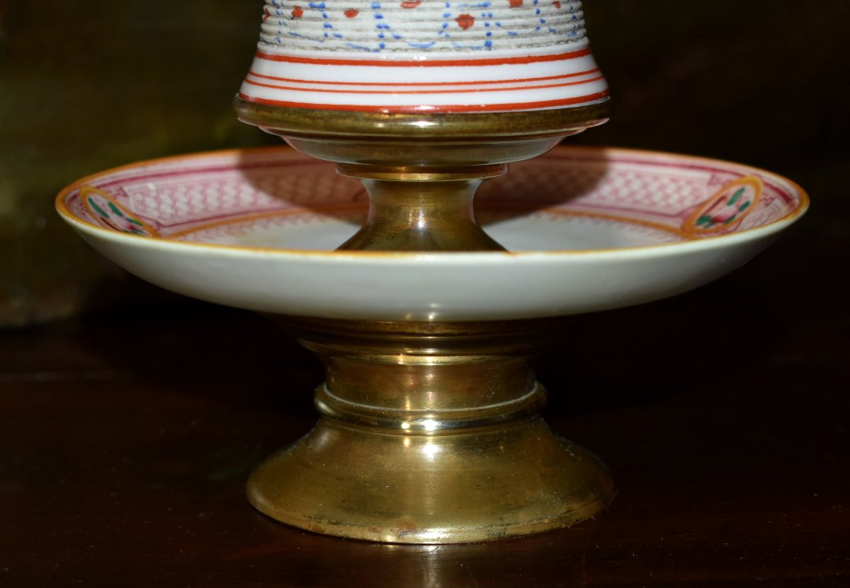 Pyrogen Mounted On Porcelain Dish And Brass Base, Bar Ashtray And Match Holder.-photo-6