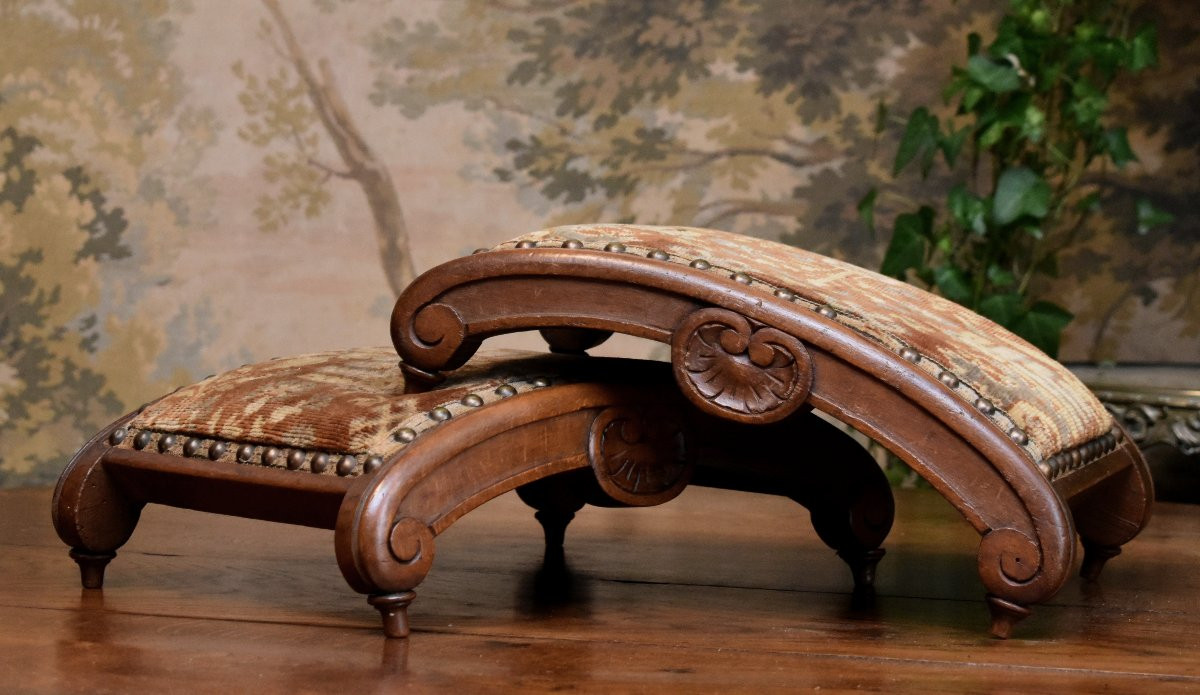 Paire  De Repose Pieds , petits Tabourets ,  bout de pied , -photo-3