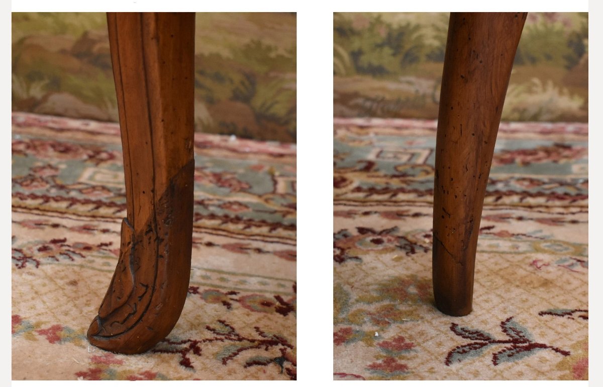 Paire de fauteuils  cabriolet Louis XV , époque XVIIIe , décor floral et acanthe-photo-7