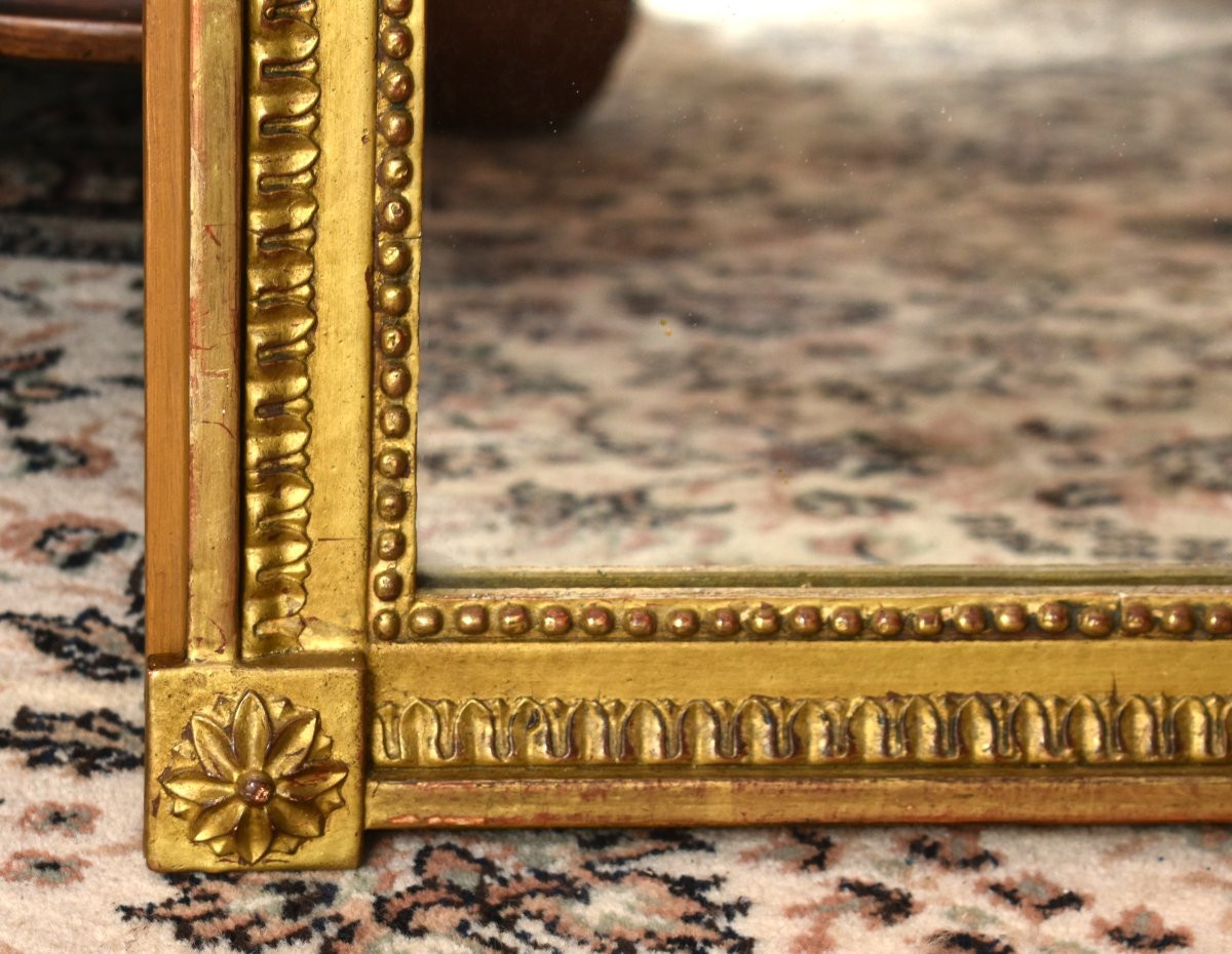 Miroir à Fronton  En Bois Doré  De  Style Louis XVI,  début XXe  -photo-6