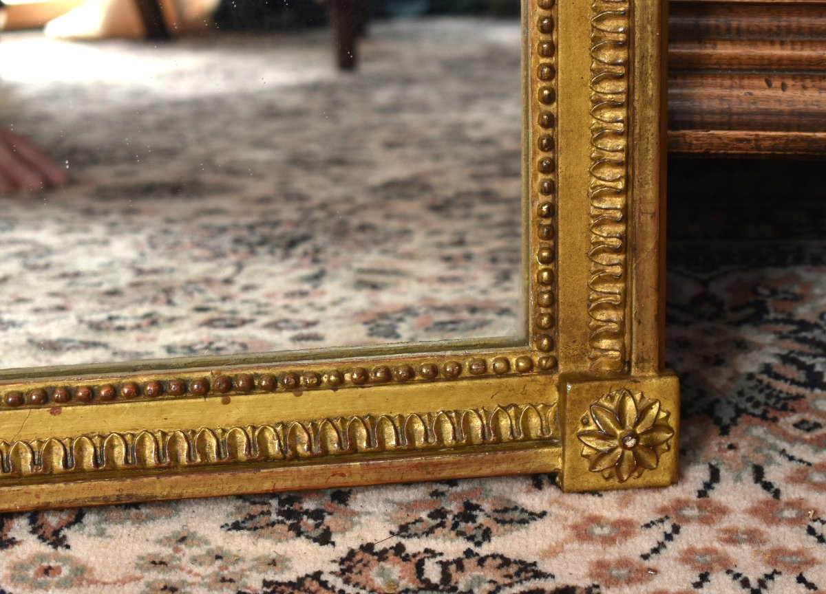 Miroir à Fronton  En Bois Doré  De  Style Louis XVI,  début XXe  -photo-7