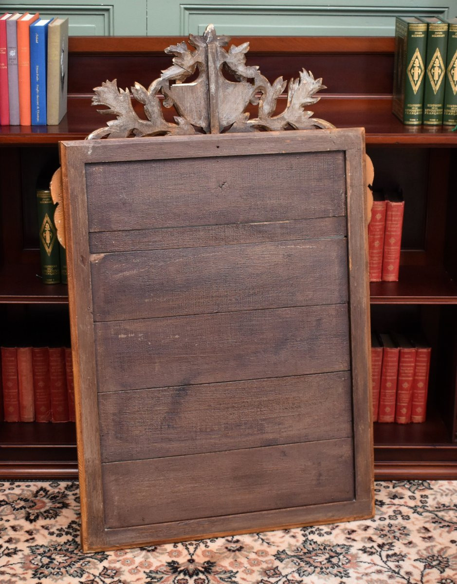Miroir à Fronton  En Bois Doré  De  Style Louis XVI,  début XXe  -photo-8