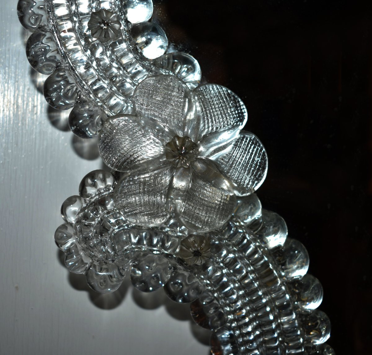 Murano Mirror In Chiselled And Engraved Glass And Crystal, Venetian Style, Italy, Venice-photo-1