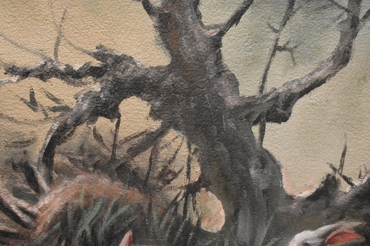 Three Rabbits Painting , Oil On Canvas , Farm Animals-photo-3