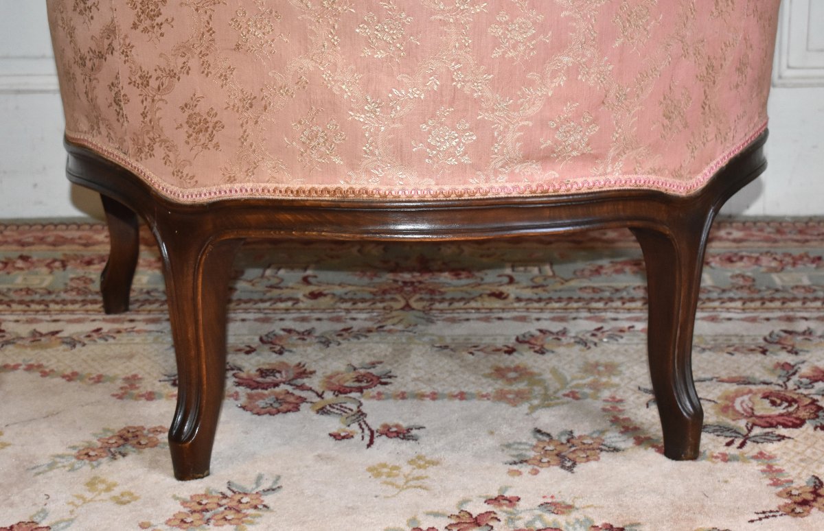 Bergère à haut et large dossier dite en confessionnal  de style Louis XV ,  XIXe -photo-4