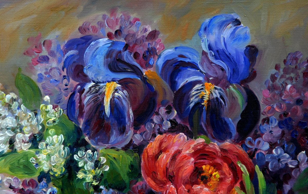 Peinture Bouquet De Fleurs Signé Clavaud. Framed Still Life,-photo-4