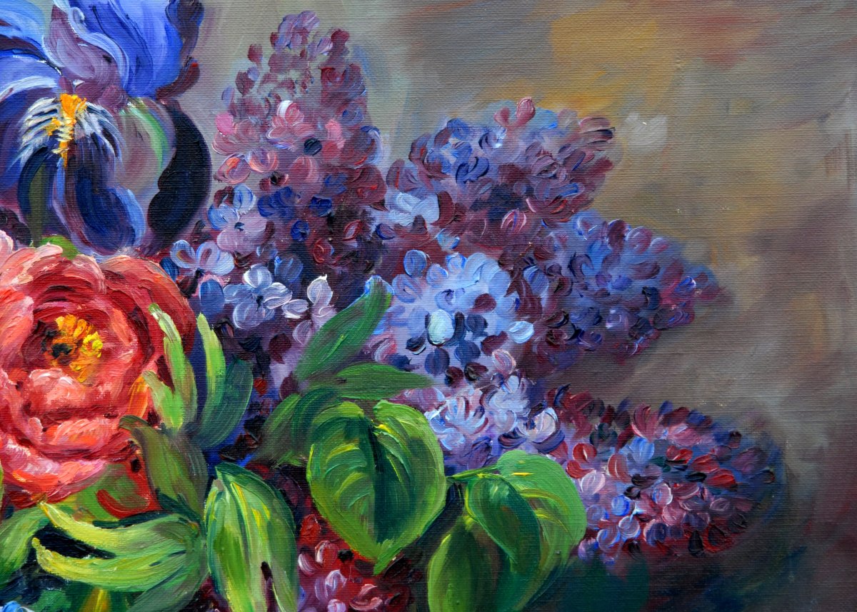 Peinture Bouquet De Fleurs Signé Clavaud. Framed Still Life,-photo-3