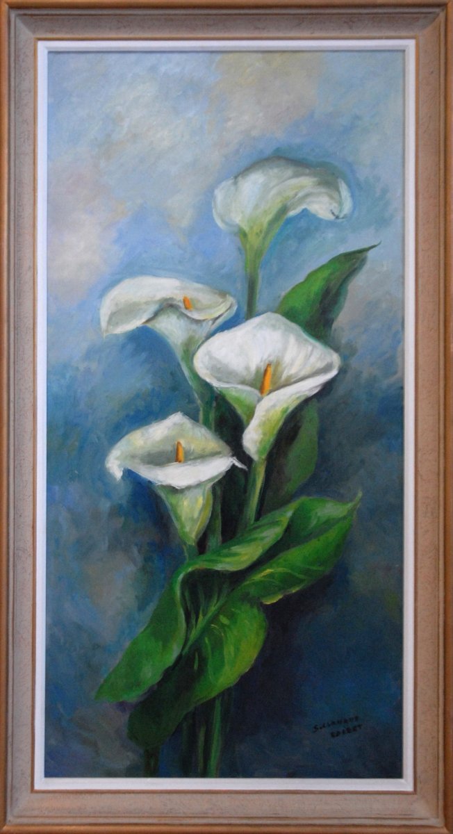 Peinture Bouquet De Fleurs Signé Clavaud - Robert , Oil On Canvas Still Life, Framed,-photo-3