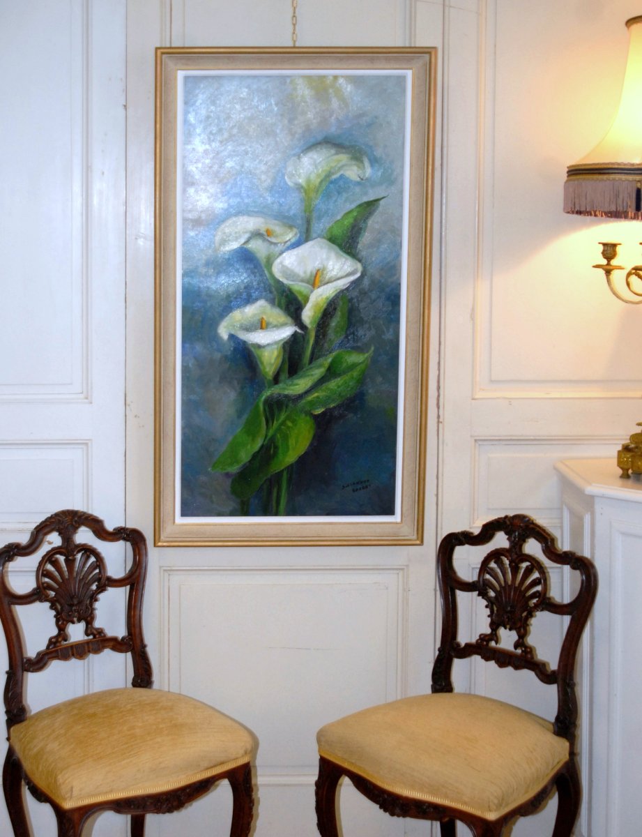 Peinture Bouquet De Fleurs Signé Clavaud - Robert , Oil On Canvas Still Life, Framed,-photo-2