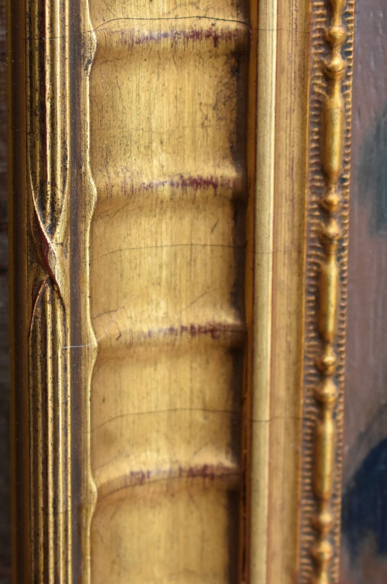 Painting Entitled "still Life With Pumpkin And Flowers" By S. Clavaud-robert, Golden Frame-photo-7