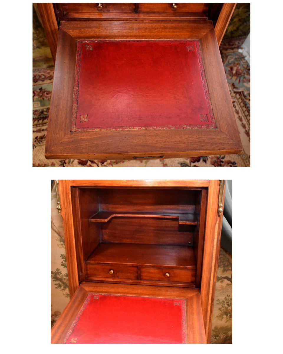 Louis XV - Louis XVI Transition Style Secretary In Precious Wood Marquetry-photo-1