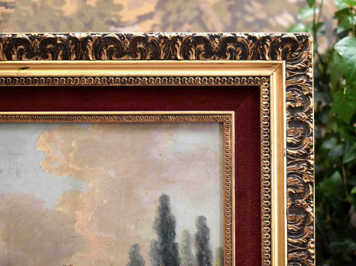 Animated Ruin Landscape, Antique Decor. Late 19th Century, In The Taste Of Hubert Robert-photo-6