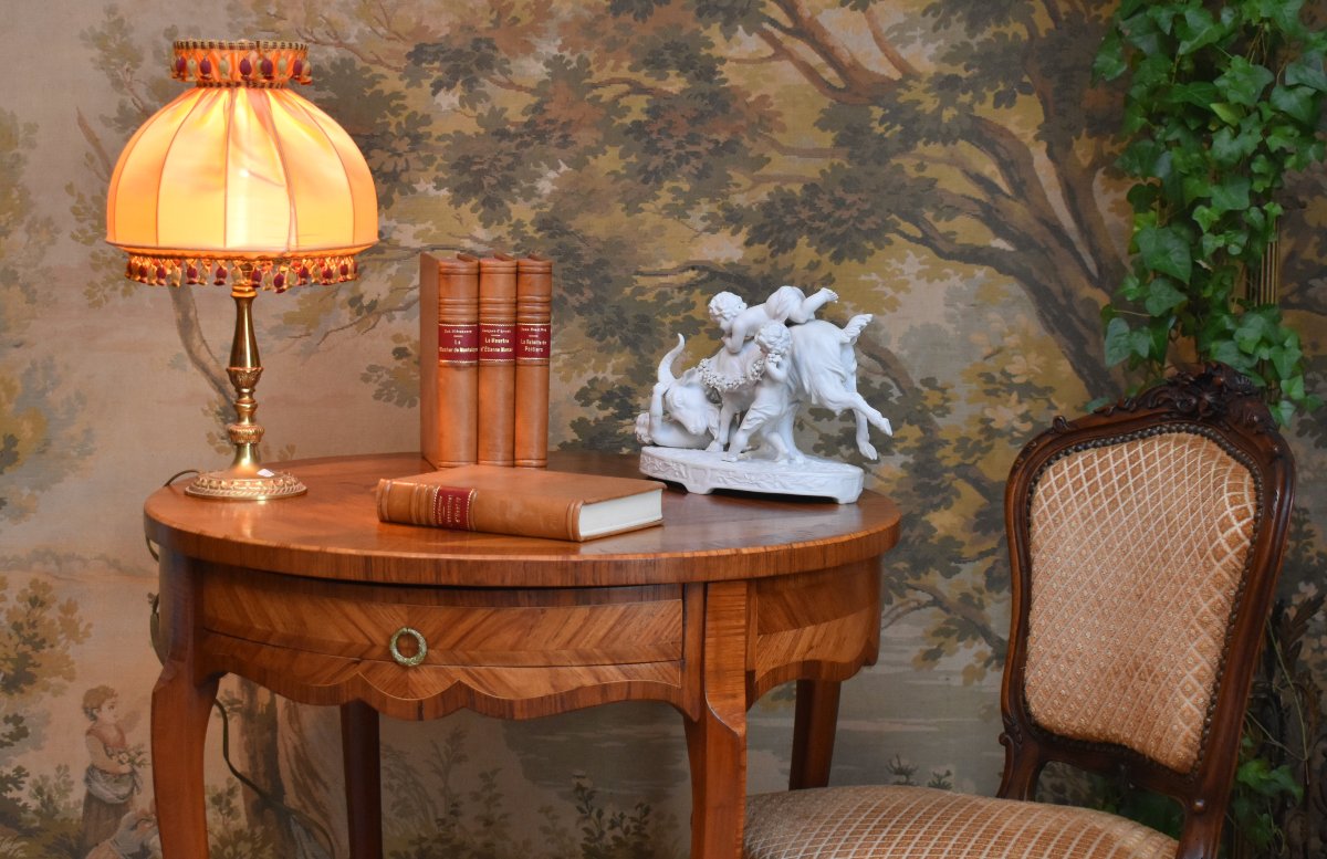 Guéridon Marqueté Style Louis XV , Table De Salon, Milieu, Appoint, Marqueterie , Frisage-photo-2