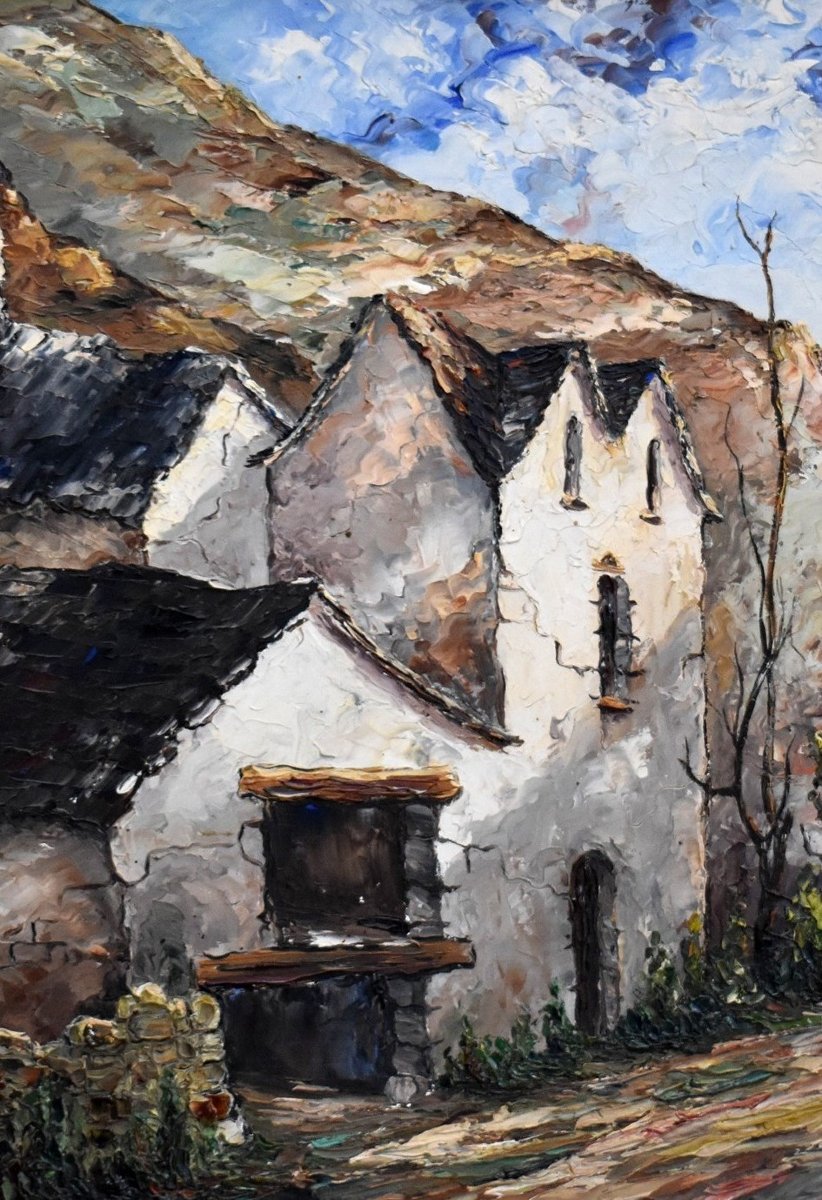 Regis, Pair Of Paintings, Village Views, Montméjean ( Aveyron ) , Saint Geniès (dordogne)-photo-3