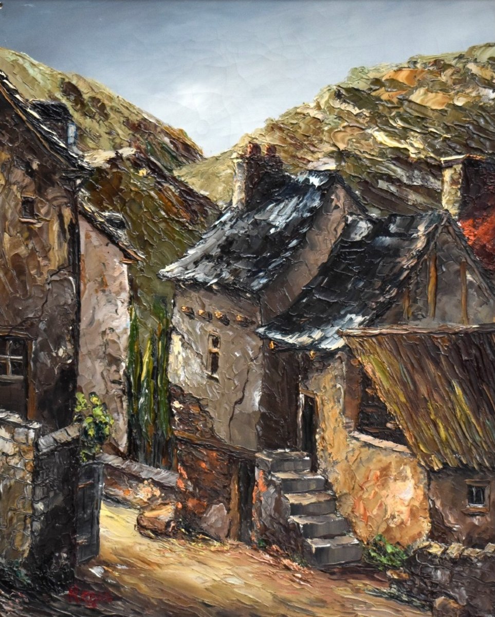 Regis, Pair Of Paintings, Village Views, Montméjean ( Aveyron ) , Saint Geniès (dordogne)-photo-3