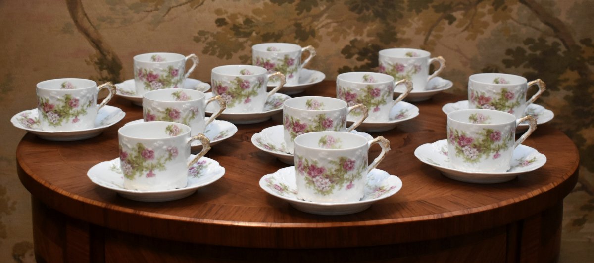 Plainemaison Limoges Porcelain Coffee Or Tea Service, Late 19th Century, Louis XV Rocaille Style-photo-4