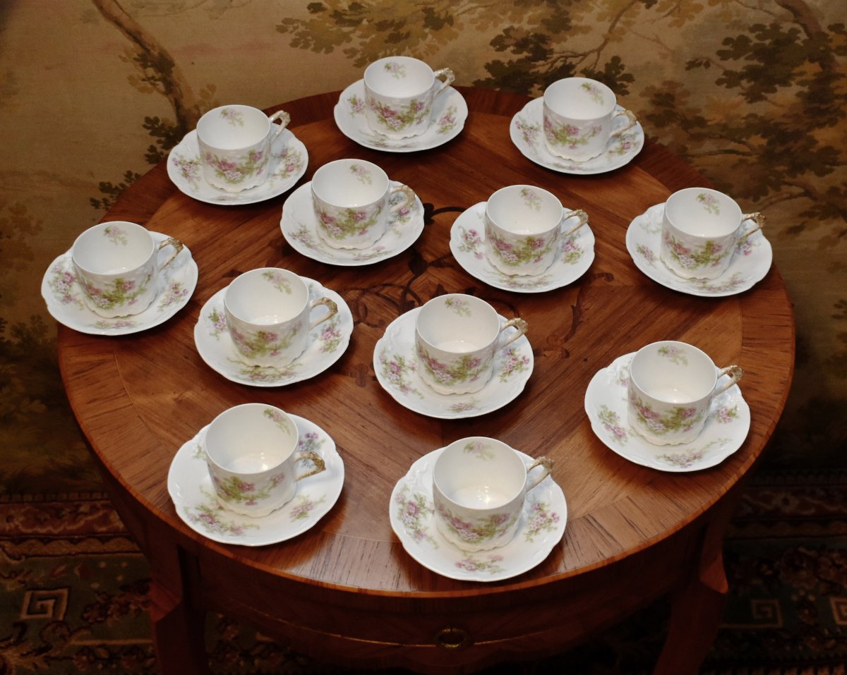 Plainemaison Limoges Porcelain Coffee Or Tea Service, Late 19th Century, Louis XV Rocaille Style-photo-1