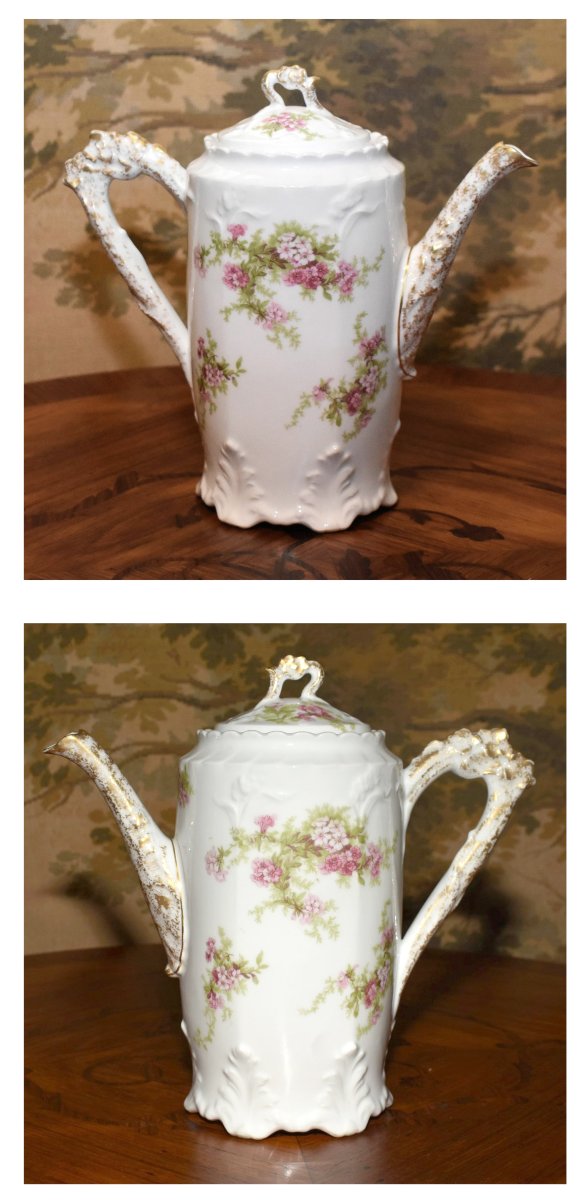 Plainemaison Limoges Porcelain Coffee Or Tea Service, Late 19th Century, Louis XV Rocaille Style-photo-2