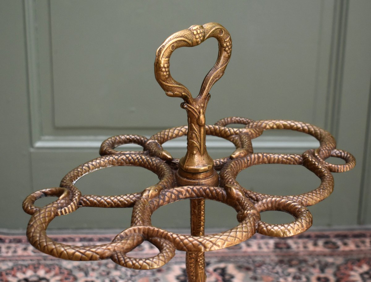 porte parapluies en bronze , porte-parapluies et cannes aux serpents et pampres de vignes      -photo-4