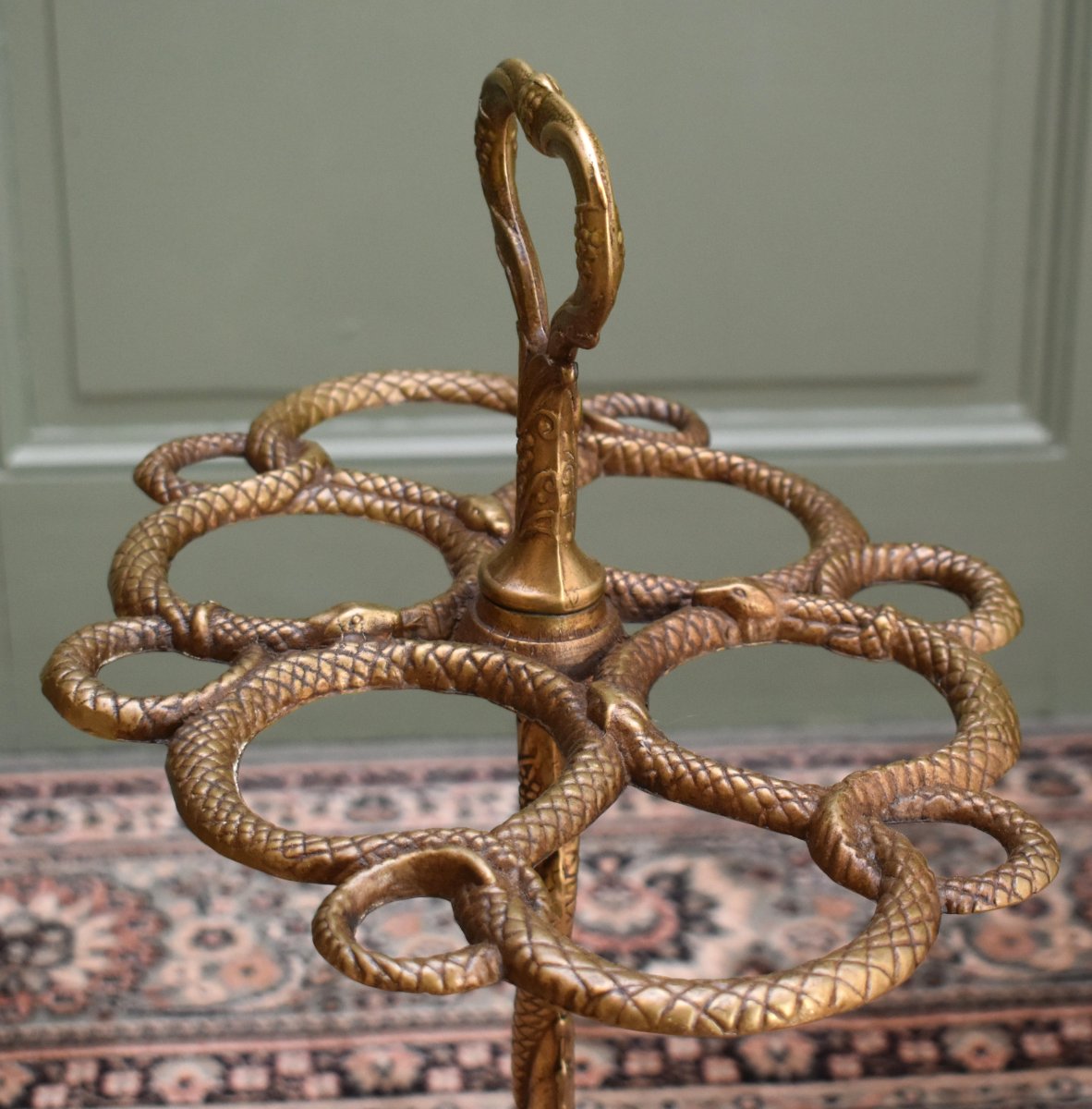 porte parapluies en bronze , porte-parapluies et cannes aux serpents et pampres de vignes      -photo-2