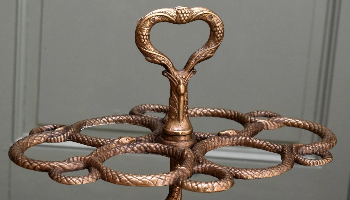 porte parapluies en bronze , porte-parapluies et cannes aux serpents et pampres de vignes      -photo-3