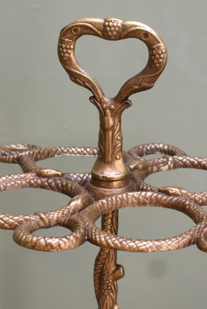 porte parapluies en bronze , porte-parapluies et cannes aux serpents et pampres de vignes      -photo-7