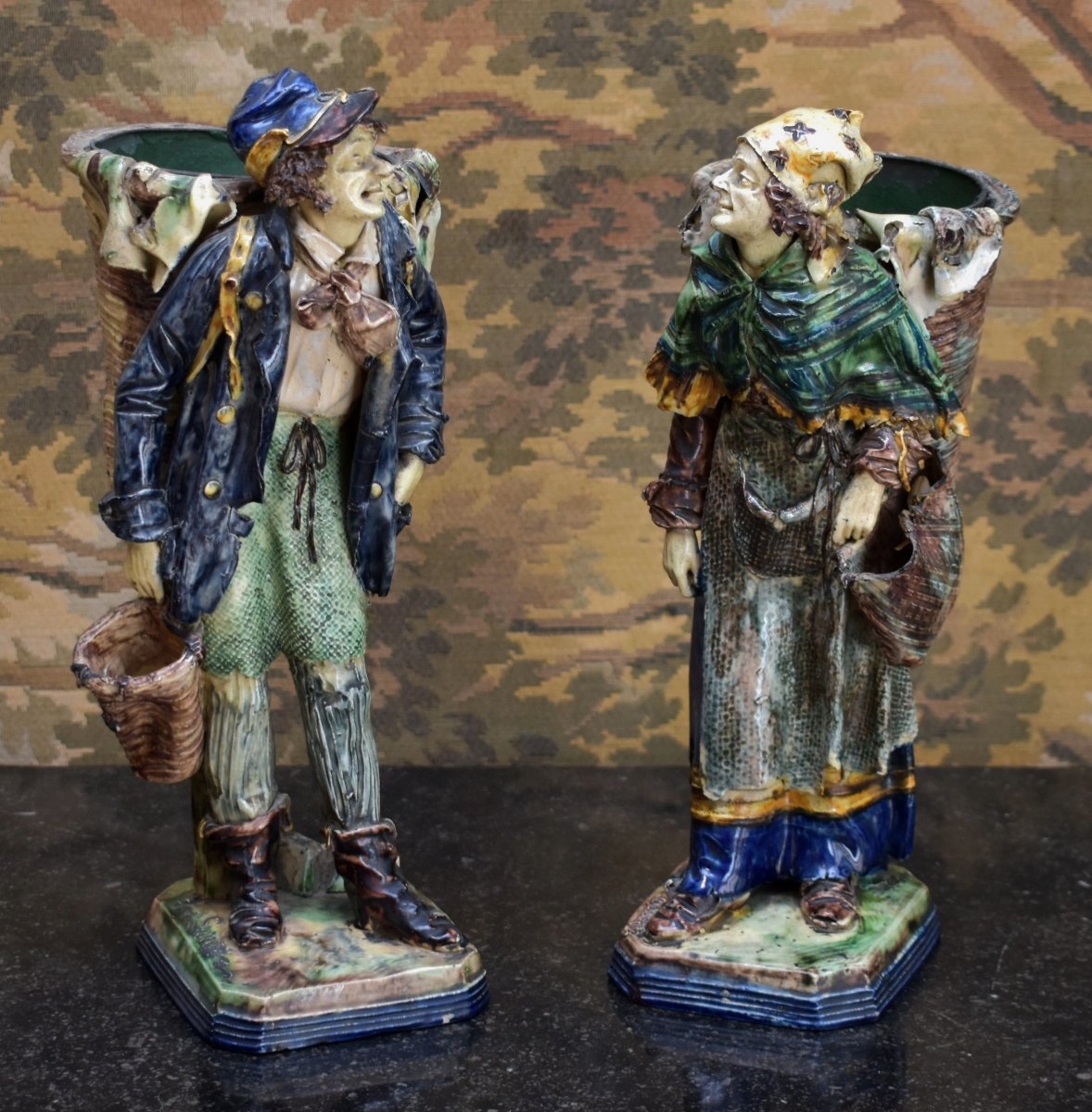 Eugene Ladreyt, Pair Of Statuettes, Terracotta Figures, Peasant Man And Peasant Woman, 19th Century -photo-4