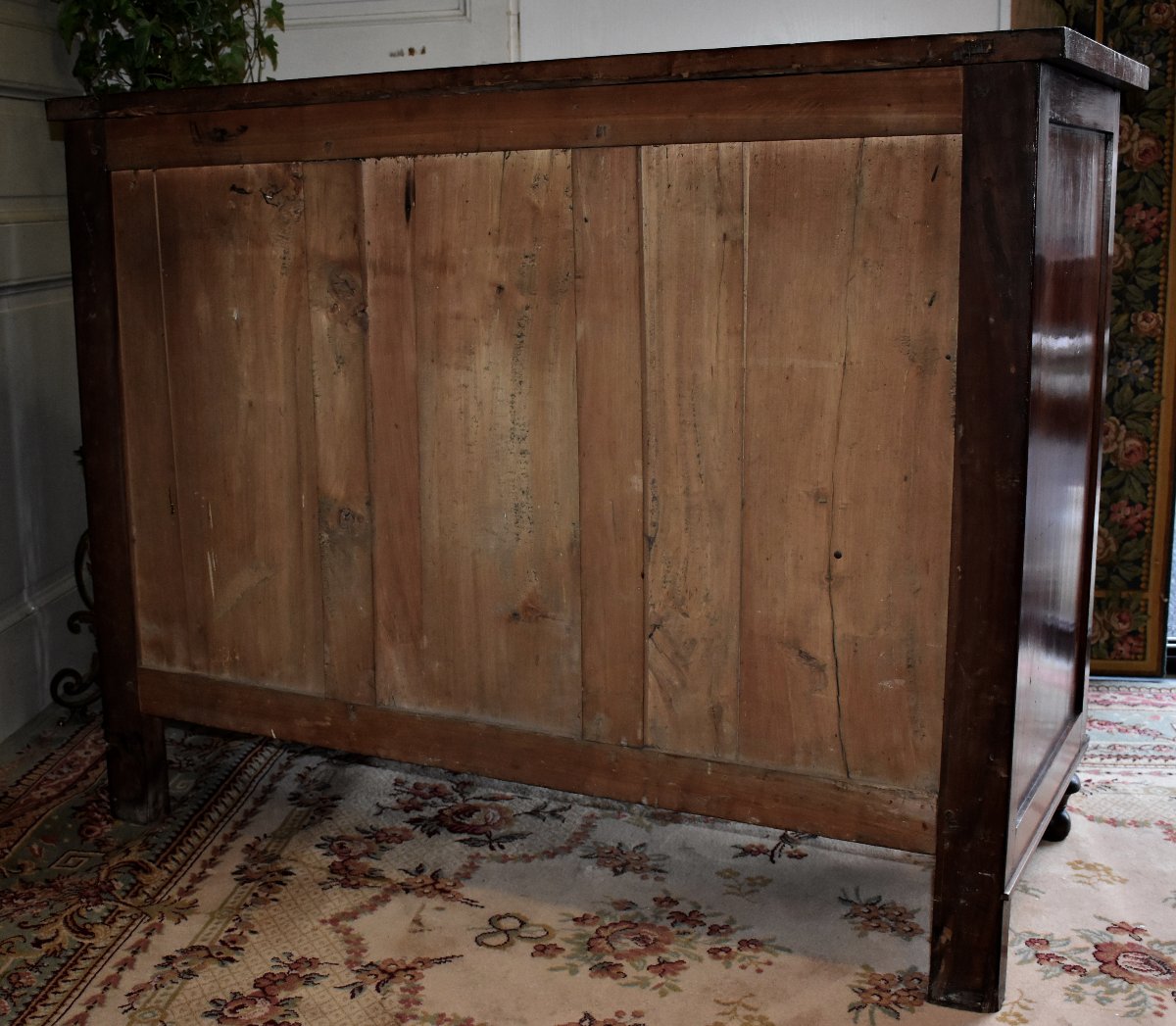 Chest Of Drawers With Half-columns, Solid Walnut, Wooden Top, 19th Century, Two Half-columns, 19th Century-photo-8