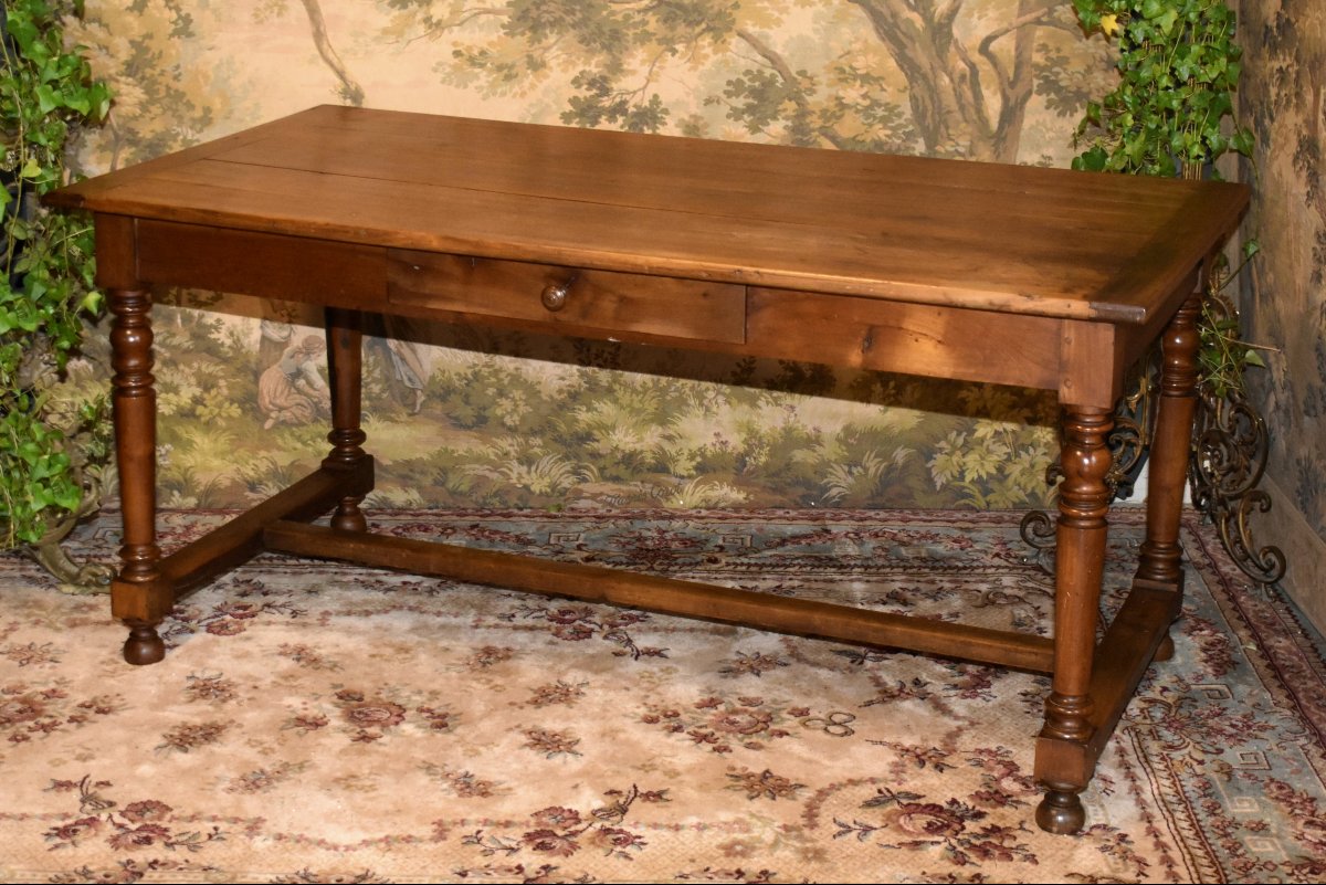 Cherry Wood "farmhouse-style" Dining Or Kitchen Table, 1 Drawer, Center Desk     