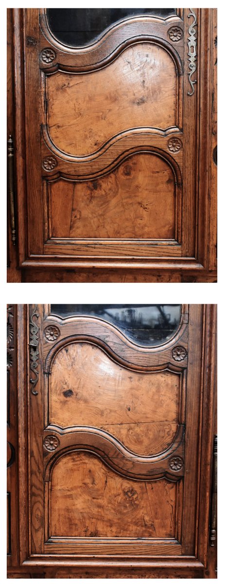 Armoire formant vitrine, petite bibliothèque Bressane  à 2 portes , Bresse de style Louis XV, -photo-4