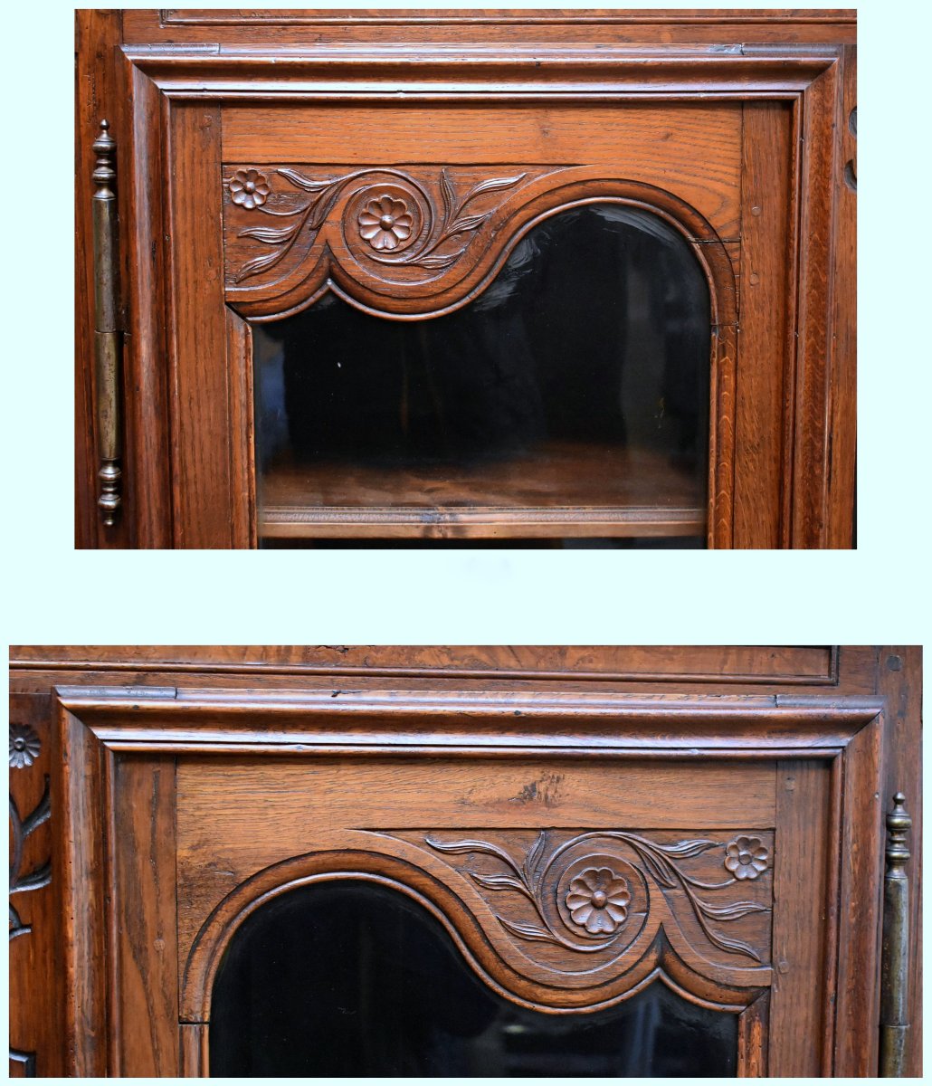 Armoire formant vitrine, petite bibliothèque Bressane  à 2 portes , Bresse de style Louis XV, -photo-1