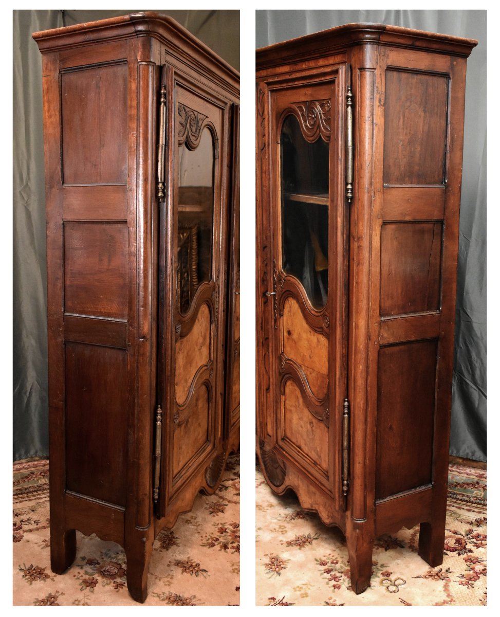 Armoire formant vitrine, petite bibliothèque Bressane  à 2 portes , Bresse de style Louis XV, -photo-7