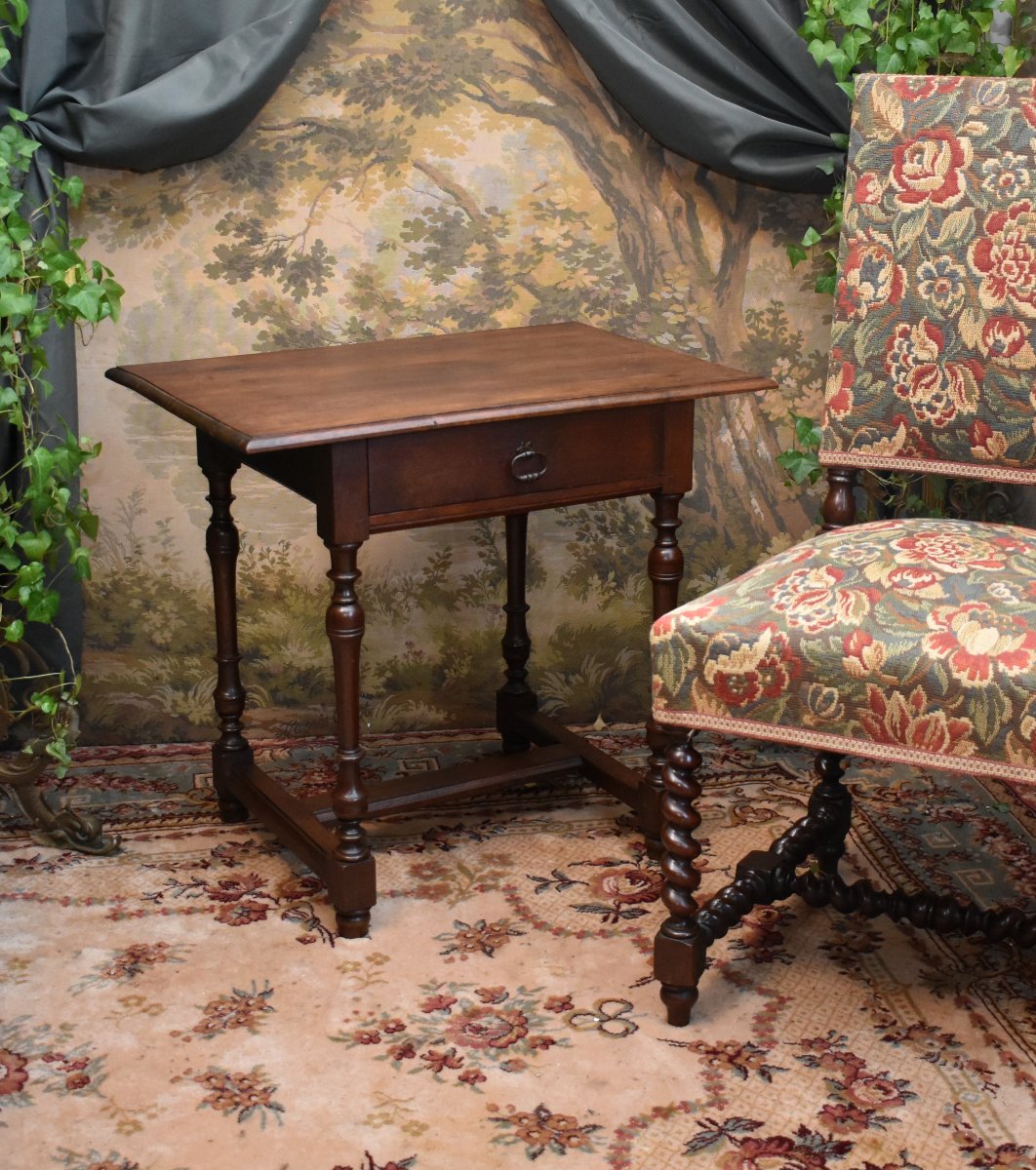 Petite Table  basse ou d'Appoint, Ou Meuble Volant De Style Louis XIII - Louis XIV En Chêne-photo-3