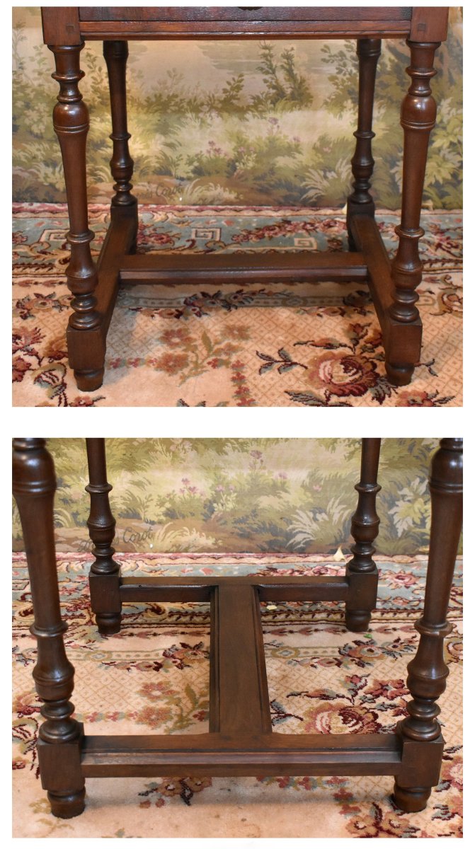 Petite Table  basse ou d'Appoint, Ou Meuble Volant De Style Louis XIII - Louis XIV En Chêne-photo-6