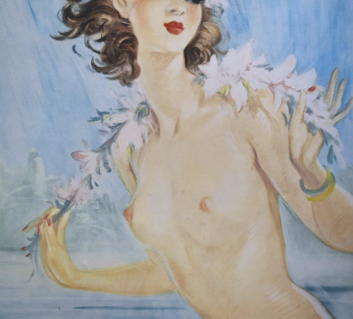 "elegant," A Lithograph By Eugene Leliepvre Depicting A Young Woman With Bare Breasts, For "naked Elegance"-photo-4