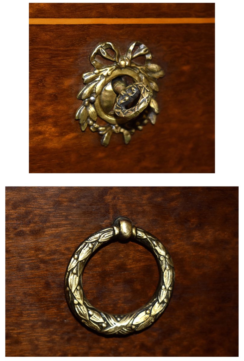  Commode de style Louis XVI Marquetée Et Ornementation De Bronze  ,  Marqueterie, Revel (31)  -photo-6