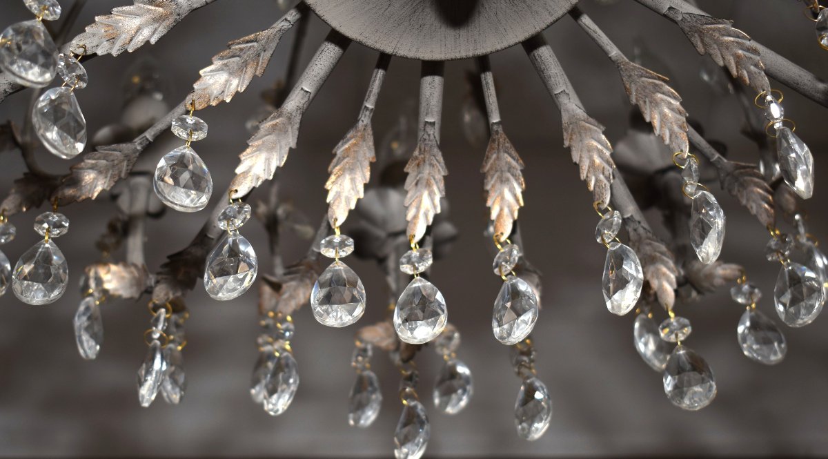 Important Lustre Cage  à Pampilles Dans Le Gout De La Maison Bagués, 12 Bras De Lumières, -photo-6