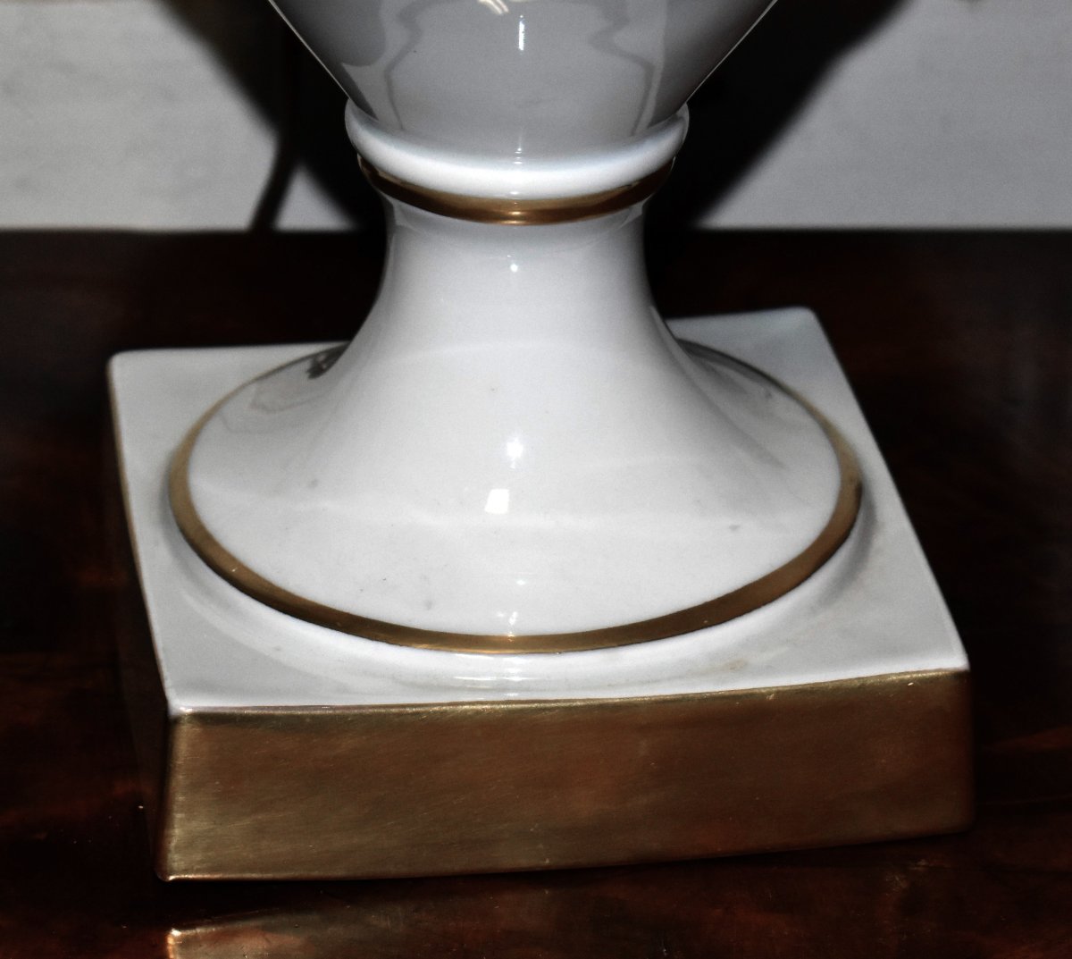 Large Limoges Porcelain Lamp Base, Hand-painted Floral Design, Atelier Marcel Caffy-photo-8