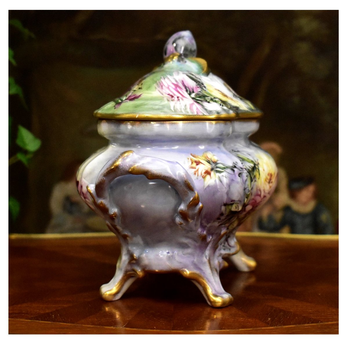  Caffy Limoges, porcelaine décorative à  décor de roses peintes à la main. plat et soupière -photo-5