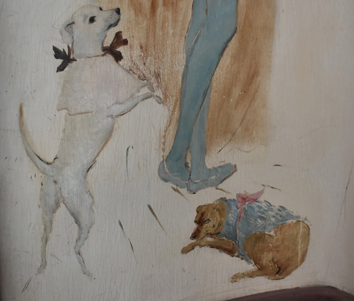 Marcel Vertès, Paravent, écran  de cabaret, music-hall , décor jeune femme nue et petits chiens-photo-3