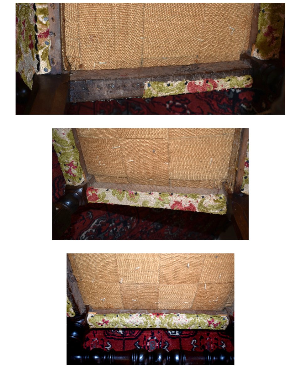  Chaise Louis XIII - Louis XIV En Noyer , Dossier Haut  et forte inclinaison, XVIIe -photo-7